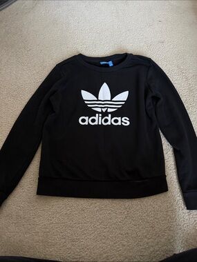 adidas Black Crewneck Sweatshirt with White Trefoil Logo
